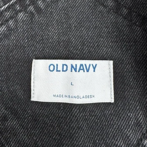 Old Navy Bib Overalls Slouchy Shorte Black Wash Denim Shortalls Womens Large - Picture 9 of 10